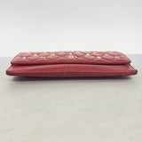 【6gc2998】シャネル クラッチバッグ マトラッセ アイコン ラムスキン レッド シャンパンゴールド金具【中古】レディース