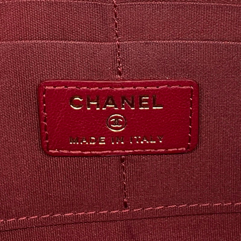 【6gc2998】シャネル クラッチバッグ マトラッセ アイコン ラムスキン レッド シャンパンゴールド金具【中古】レディース
