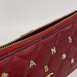 【6gc2998】シャネル クラッチバッグ マトラッセ アイコン ラムスキン レッド シャンパンゴールド金具【中古】レディース