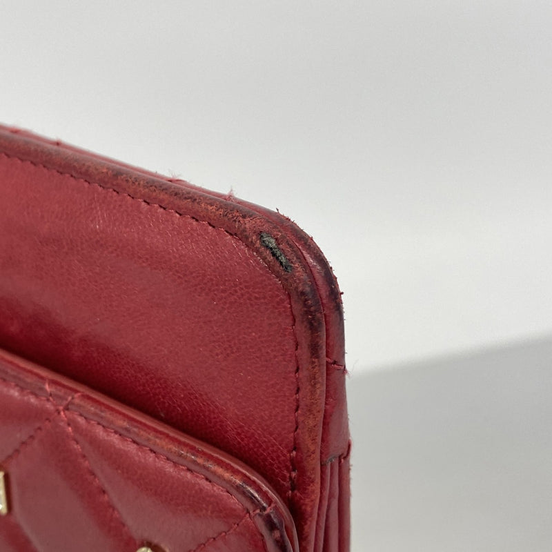 【6gc2998】シャネル クラッチバッグ マトラッセ アイコン ラムスキン レッド シャンパンゴールド金具【中古】レディース