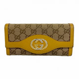 【6gc2999】グッチ 長財布 GGキャンバス 2824 31 1147 キャンバス ライトブラウン ゴールド金具【中古】レディース