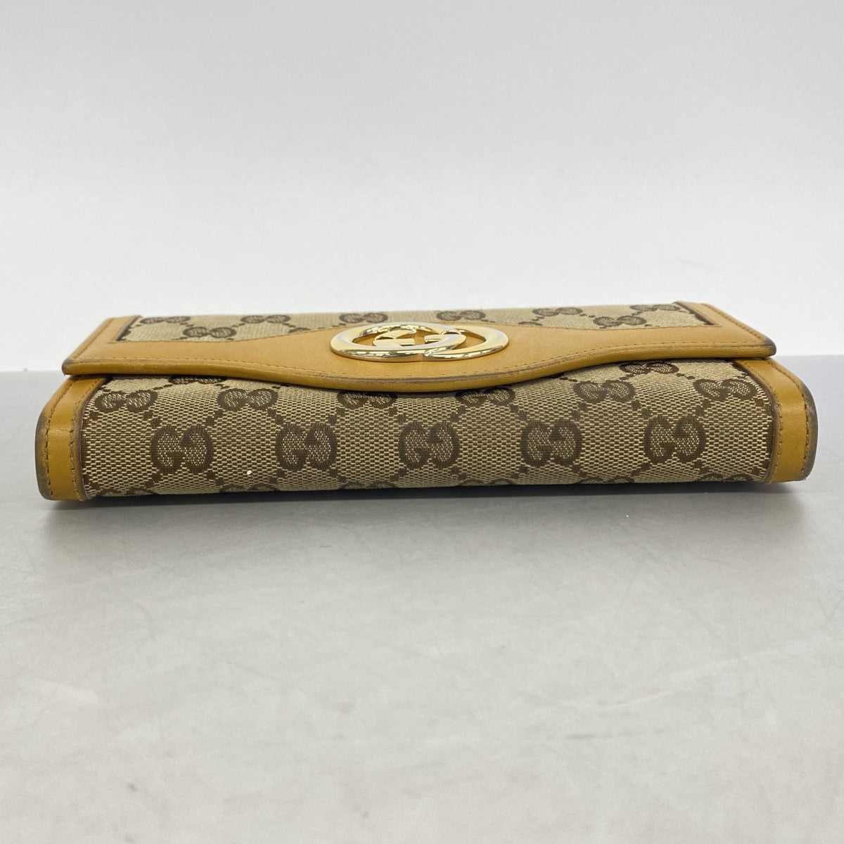 【6gc2999】グッチ 長財布 GGキャンバス 2824 31 1147 キャンバス ライトブラウン ゴールド金具【中古】レディース