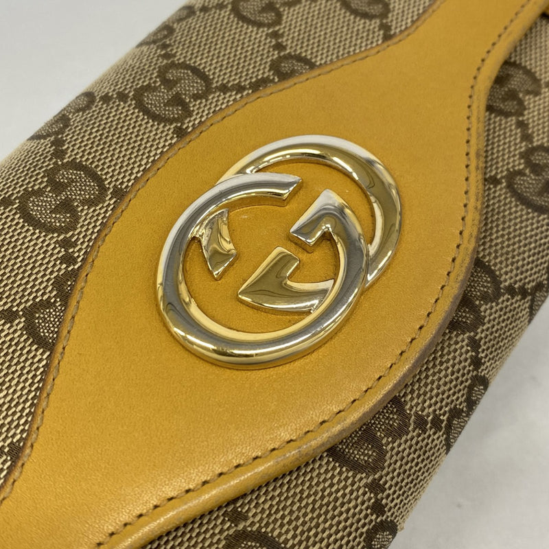 【6gc2999】グッチ 長財布 GGキャンバス 2824 31 1147 キャンバス ライトブラウン ゴールド金具【中古】レディース
