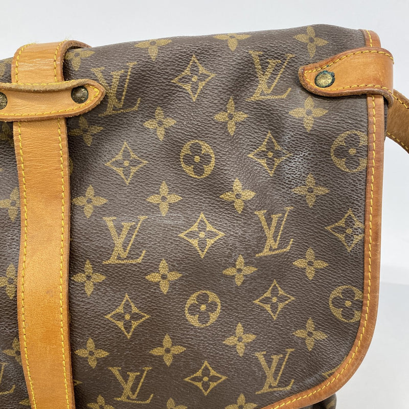 【6gc3021】ルイヴィトン ショルダーバッグ モノグラム ソミュール35 M42254 ブラウン【中古】レディース