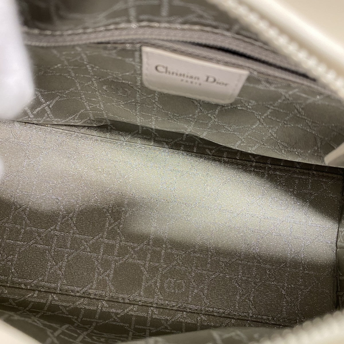 【6gc3037】クリスチャンディオール ハンドバッグ カナージュ レディディオール レザー アイボリー シルバー金具 2wayバッグ【中古】レディース