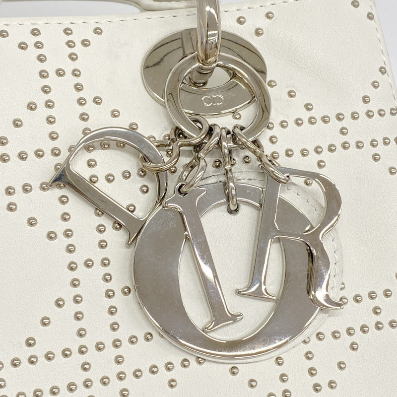 【6gc3037】クリスチャンディオール ハンドバッグ カナージュ レディディオール レザー アイボリー シルバー金具 2wayバッグ【中古】レディース
