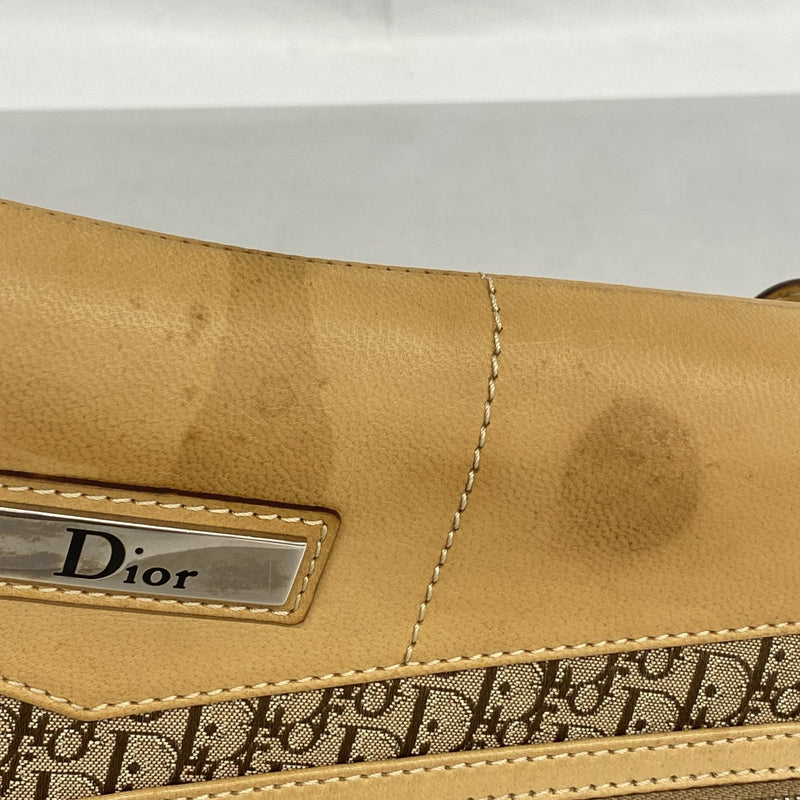 【6gc3038】クリスチャンディオール ショルダーバッグ トロッター ナイロンキャンバス ブラウン シルバー金具【中古】レディース