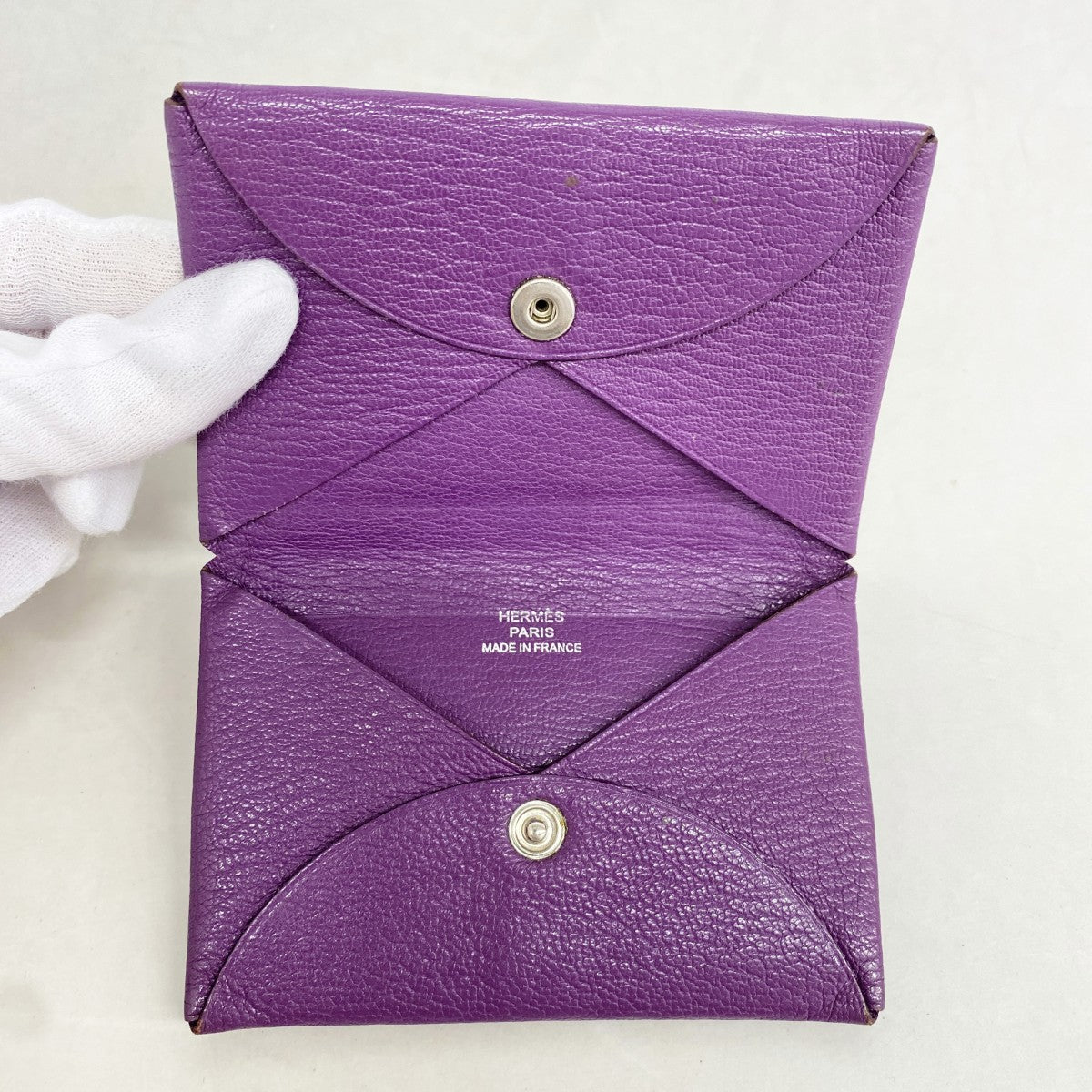 【6gc3040】エルメス カードケース カルヴィ シェブルミゾル アネモネ シルバー金具 □O刻印【中古】レディース