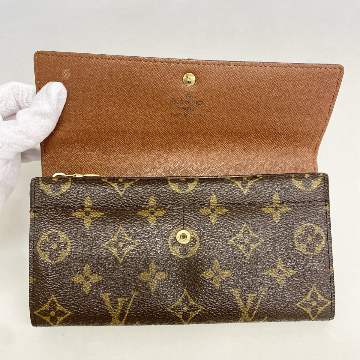 【6gc3045】ルイヴィトン 長財布 モノグラム ポシェットポルトモネクレディ M61725 ブラウン【中古】レディース