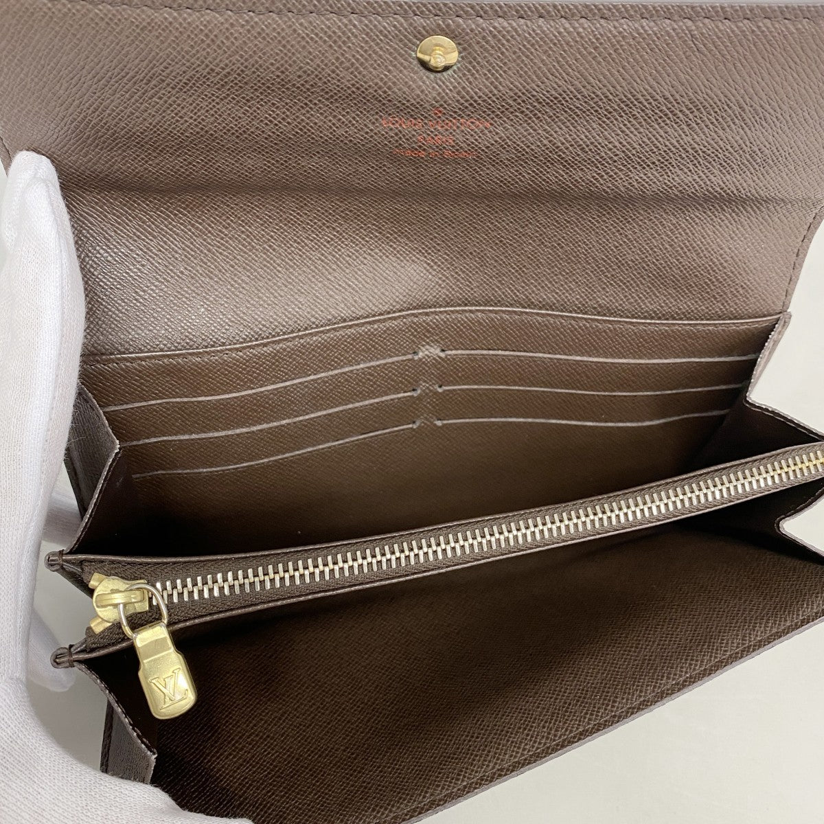 【6gc3046】ルイヴィトン 長財布 ダミエ ポルトフォイユサラ N61734 エベヌ【中古】レディース