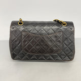 【6gc3065】シャネル ショルダーバッグ マトラッセ Wフラップ Wチェーン ラムスキン ブラック ゴールド金具【中古】レディース