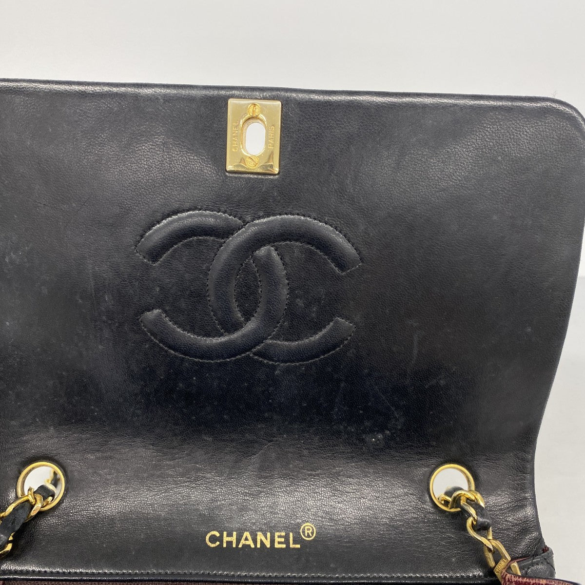 【6gc3077-k】シャネル ショルダーバッグ マトラッセ チェーンショルダー ラムスキン ブラック ゴールド金具【中古】レディース