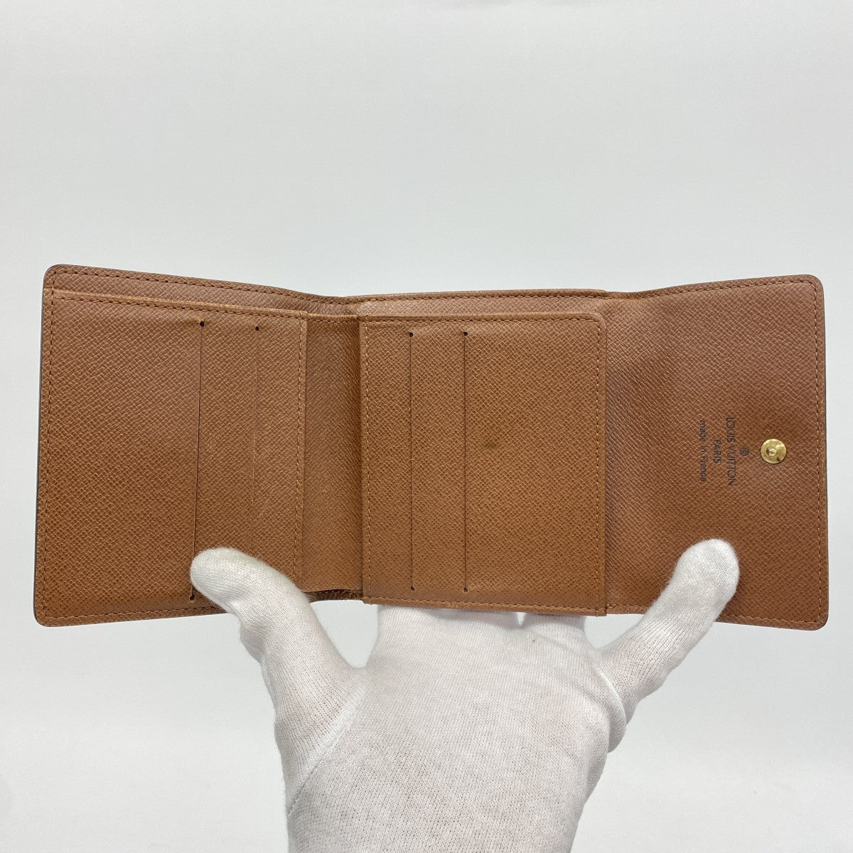 【6gc3080-k】ルイヴィトン 三つ折り財布 モノグラム ポルトモネ ビエ カルト クレディ M61652 ブラウン【中古】レディース