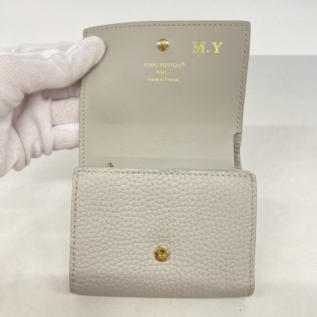 【6gc3081-k】ルイヴィトン 三つ折り財布 ポルトフォイユ カプシーヌ タイニー M12406 フリントグレー【中古】レディース