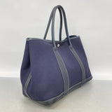 【6gc3086-h】エルメス トートバッグ ガーデンパーティPM トワルアッシュ ネイビー シルバー金具 □I刻印【中古】レディース