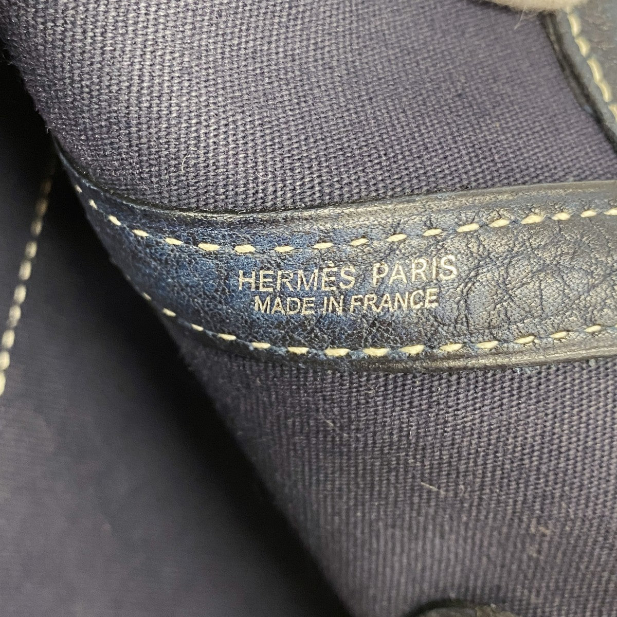 【6gc3086-h】エルメス トートバッグ ガーデンパーティPM トワルアッシュ ネイビー シルバー金具 □I刻印【中古】レディース