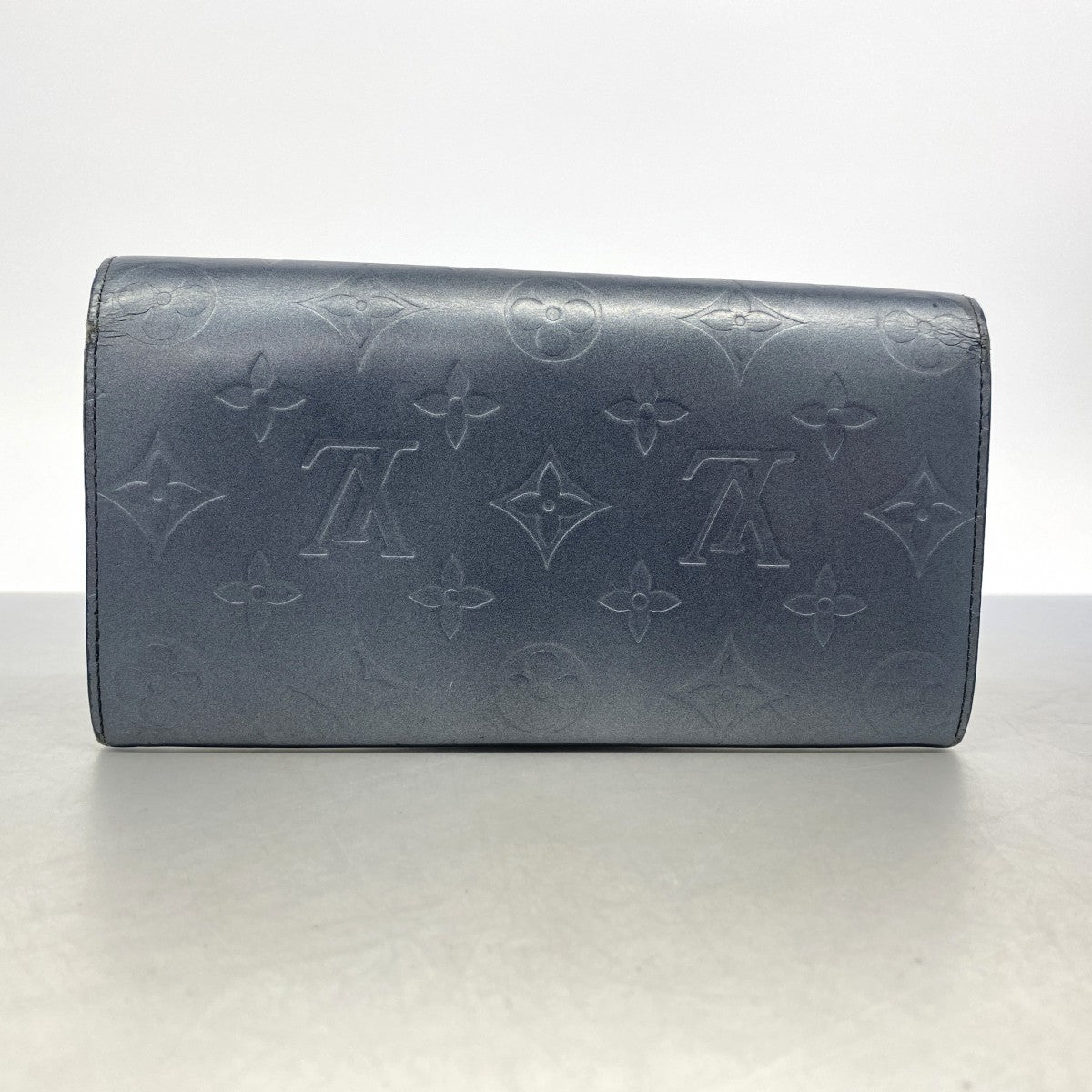 【6gc3093-k】ルイヴィトン 三つ折り長財布 モノグラム・マット ポシェットポルトモネクレディ M65175 ブルー【中古】レディース