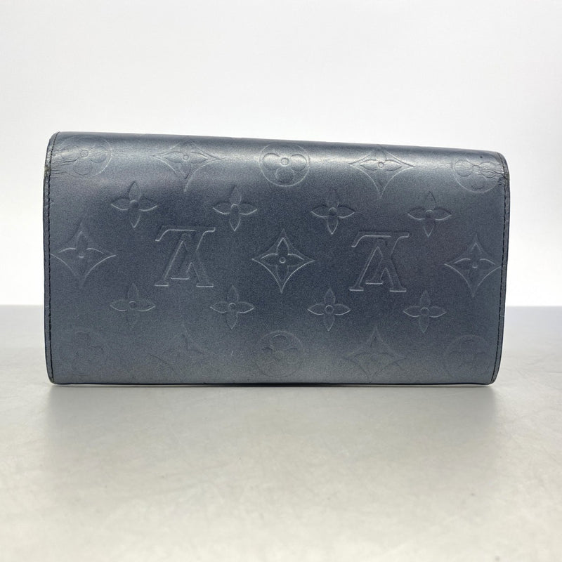 【6gc3093-k】ルイヴィトン 三つ折り長財布 モノグラム・マット ポシェットポルトモネクレディ M65175 ブルー【中古】レディース