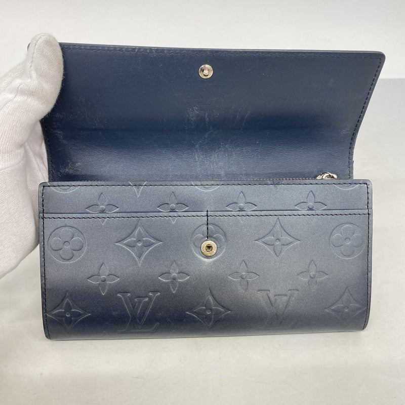 【6gc3093-k】ルイヴィトン 三つ折り長財布 モノグラム・マット ポシェットポルトモネクレディ M65175 ブルー【中古】レディース