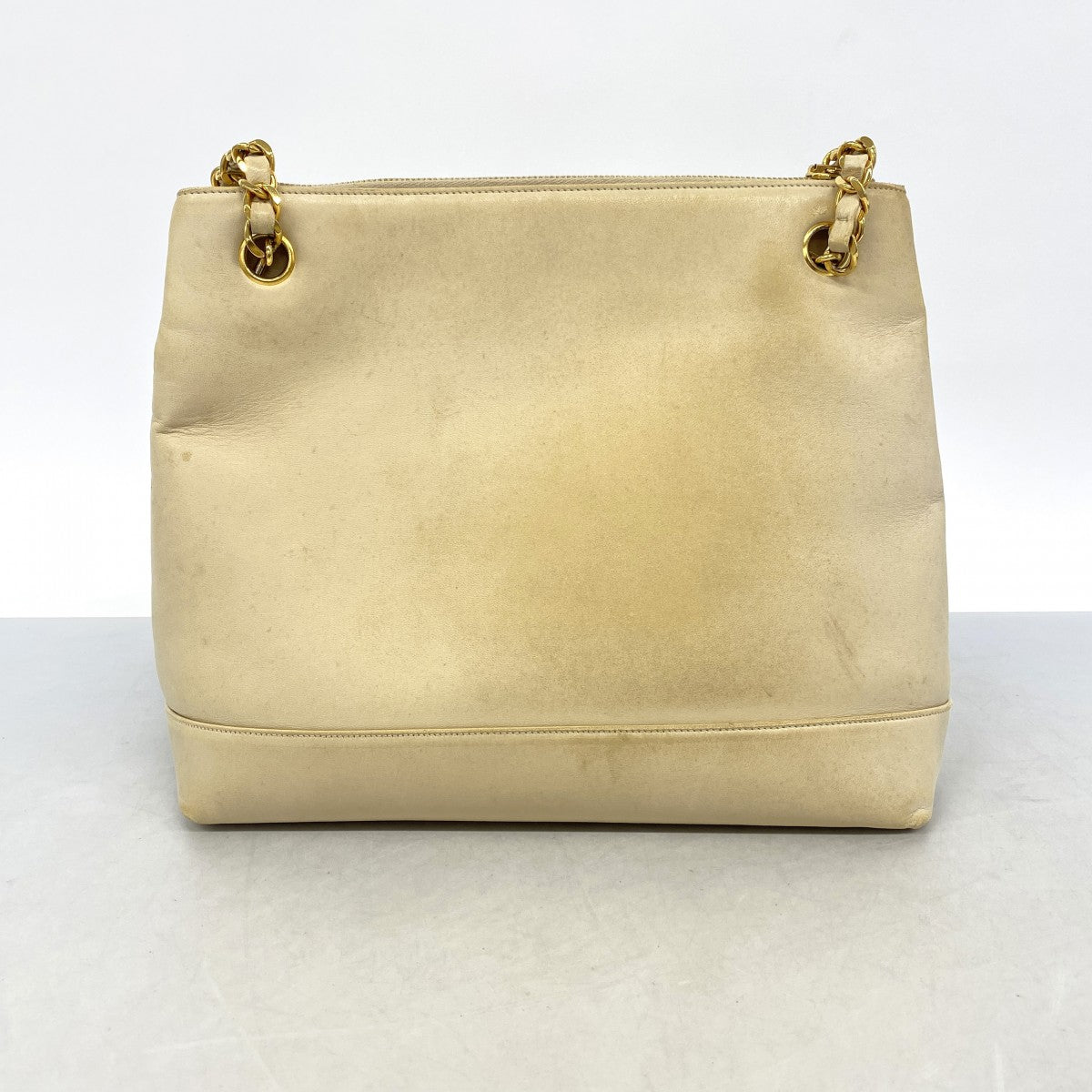 【6gc3099-k】シャネル ショルダーバッグ チェーンショルダー レザー ベージュ ゴールド金具【中古】レディース