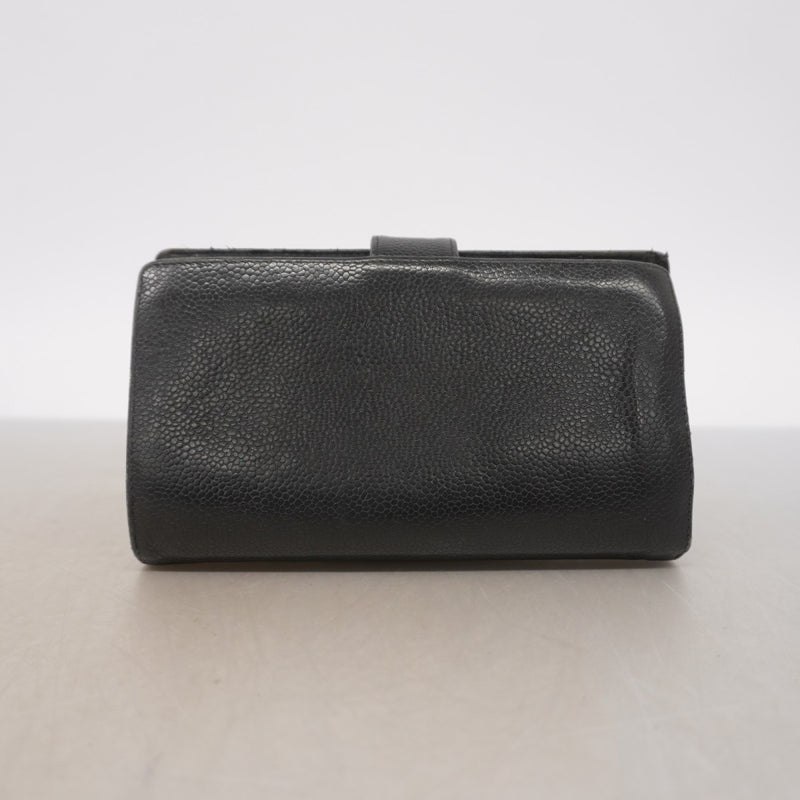 【6gc3101-k】シャネル 長財布 キャビアスキン ブラック ゴールド金具【中古】レディース