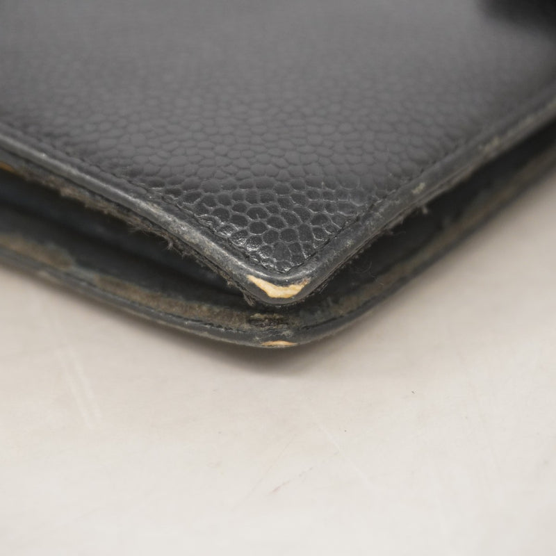 【6gc3101-k】シャネル 長財布 キャビアスキン ブラック ゴールド金具【中古】レディース
