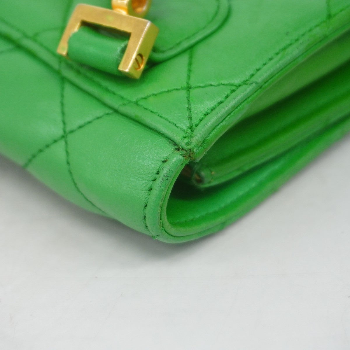 【6gc3125-k】シャネル ショルダーバッグ マトラッセ チェーンショルダー ラムスキン グリーン ゴールド金具【中古】レディース