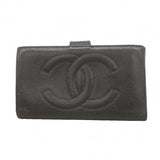 【6gc3143-k】シャネル 長財布 キャビアスキン ブラック ゴールド金具【中古】レディース