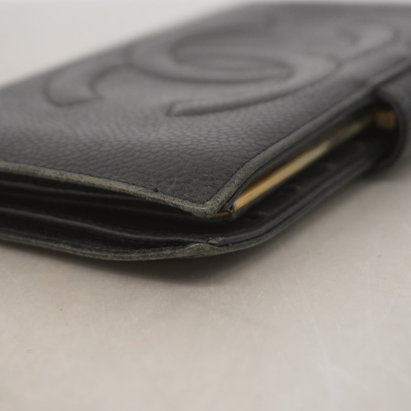 【6gc3143-k】シャネル 長財布 キャビアスキン ブラック ゴールド金具【中古】レディース