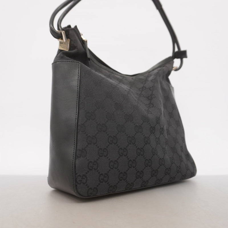 【6gc3145-k】グッチ ショルダーバッグ GGキャンバス 001 3766 キャンバス ブラック シルバー金具【中古】レディース