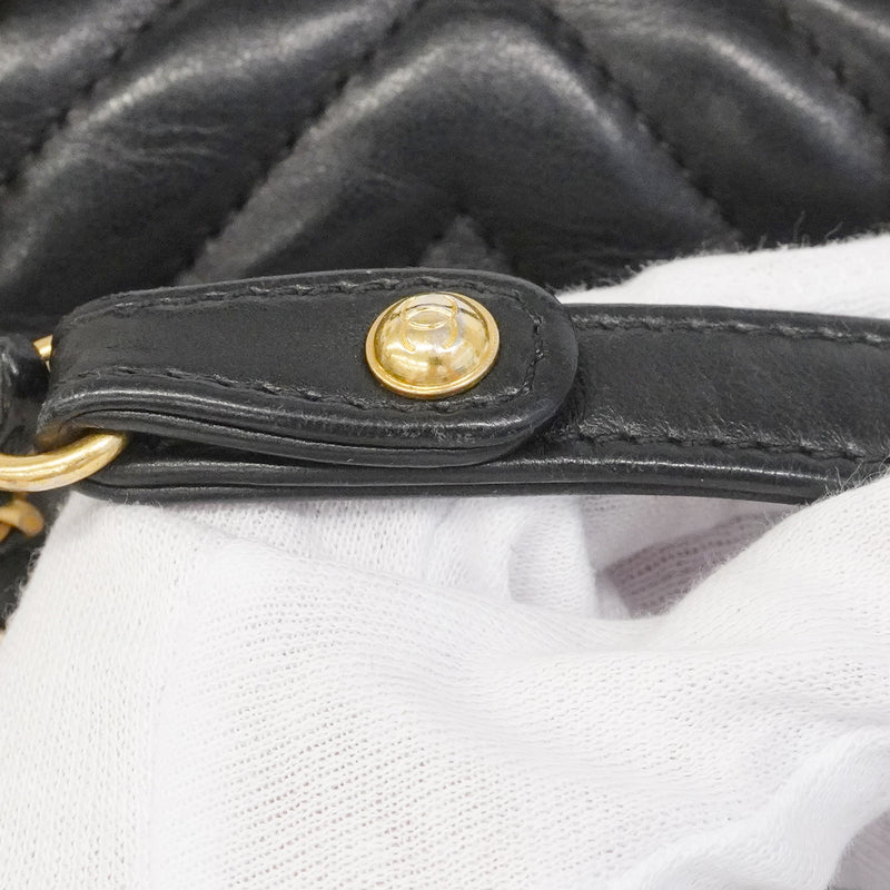 【6gc3154】シャネル ハンドバッグ Vステッチ チェーンショルダー ラムスキン ブラック シャンパンゴールド金具 2wayバッグ【中古】レディース