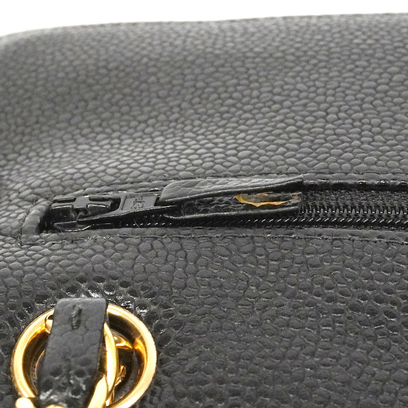 【6gc3155】シャネル ハンドバッグ マトラッセ Wフラップ Wチェーン キャビアスキン ブラック ゴールド金具【中古】レディース