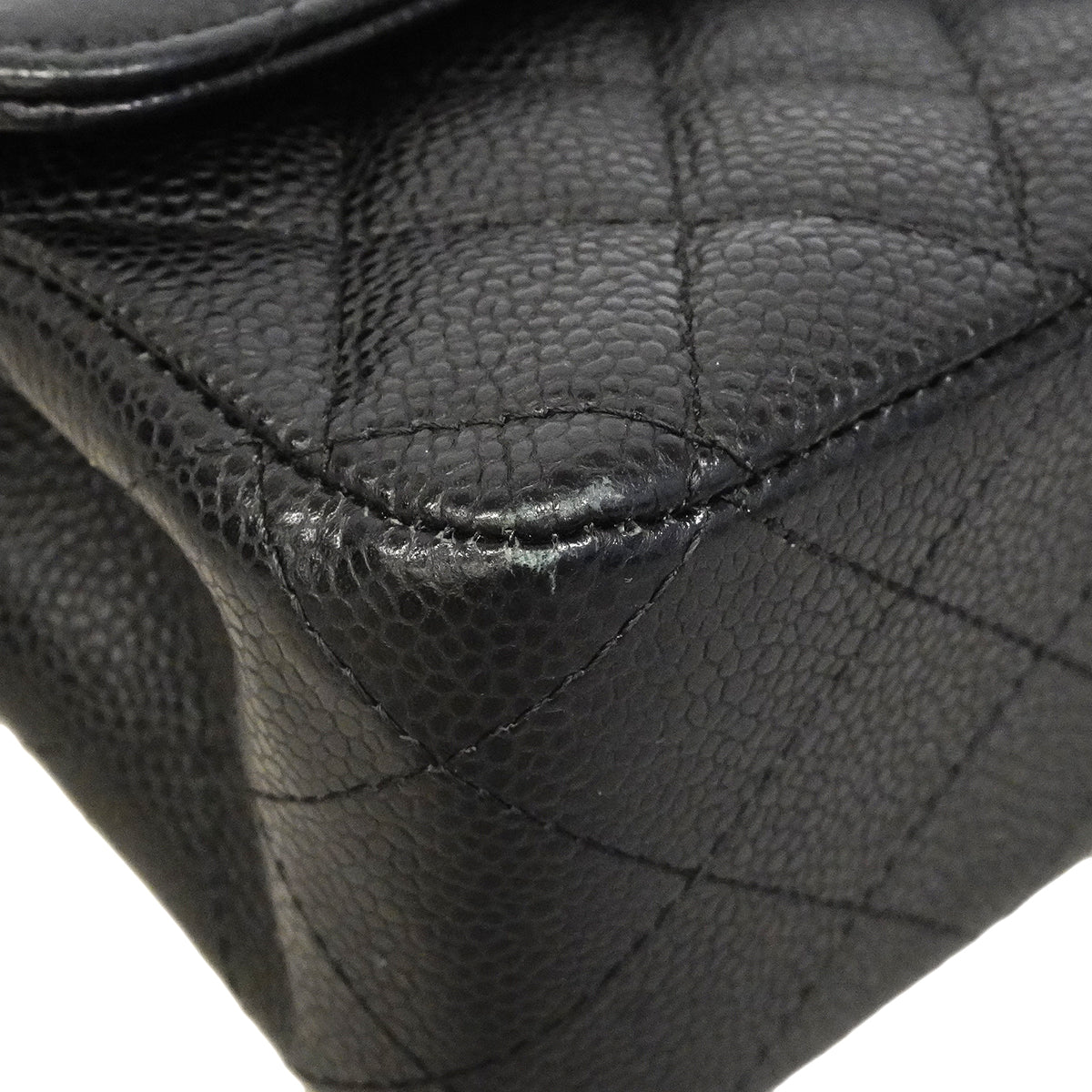 【6gc3155】シャネル ハンドバッグ マトラッセ Wフラップ Wチェーン キャビアスキン ブラック ゴールド金具【中古】レディース