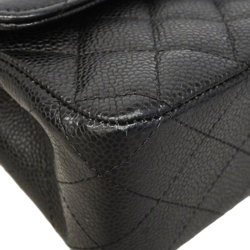 【6gc3155】シャネル ハンドバッグ マトラッセ Wフラップ Wチェーン キャビアスキン ブラック ゴールド金具【中古】レディース