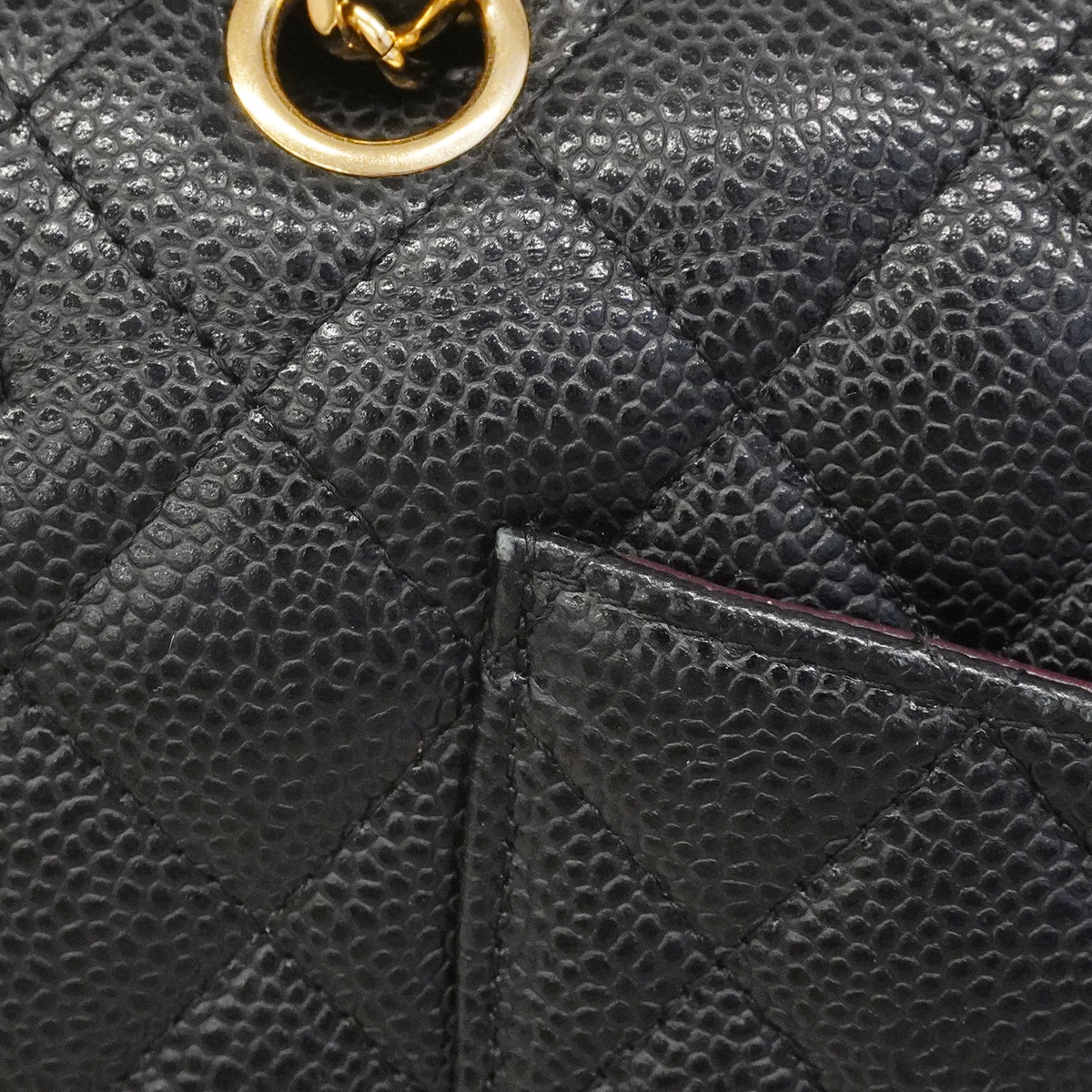 【6gc3155】シャネル ハンドバッグ マトラッセ Wフラップ Wチェーン キャビアスキン ブラック ゴールド金具【中古】レディース