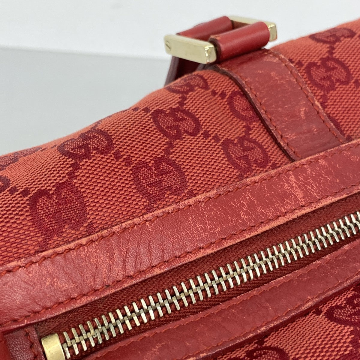 【6gc3156】グッチ ハンドバッグ GGキャンバス 000 0846 キャンバス レッド ゴールド金具【中古】レディース