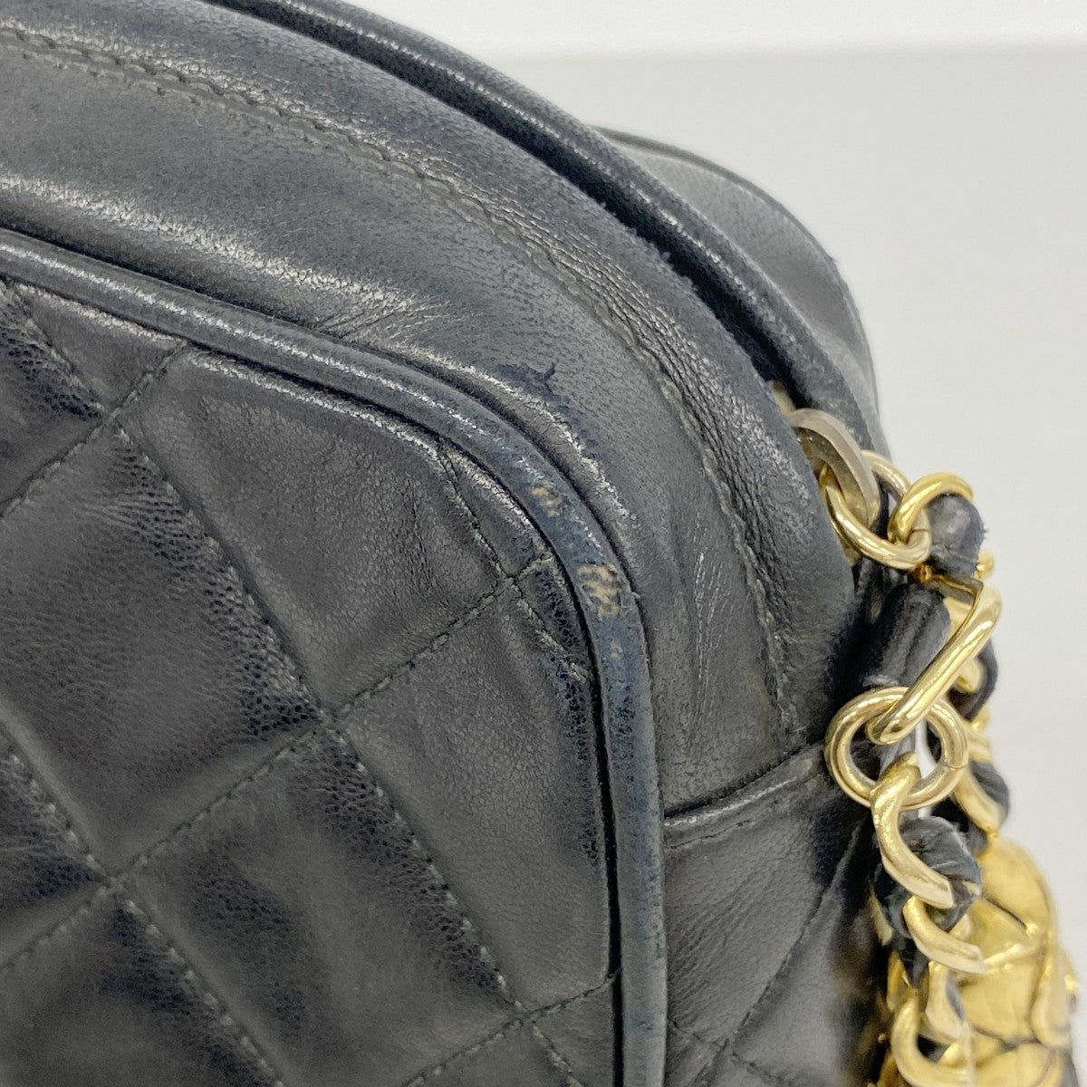 【6gc3157】シャネル ショルダーバッグ マトラッセ フリンジ付きチェーンショルダー ラムスキン ブラック ゴールド金具【中古】レディース