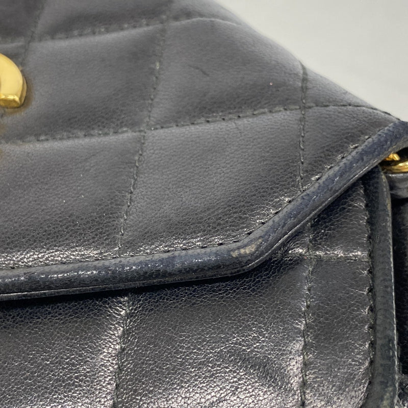 【6gc3158】シャネル ショルダーバッグ マトラッセ チェーンショルダー ラムスキン ブラック ゴールド金具【中古】レディース