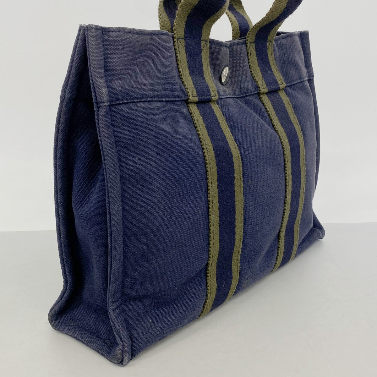 【6gc3170-k】エルメス ハンドバッグ フールトゥPM キャンバス ネイビー シルバー金具【中古】メンズ レディース ユニセックス