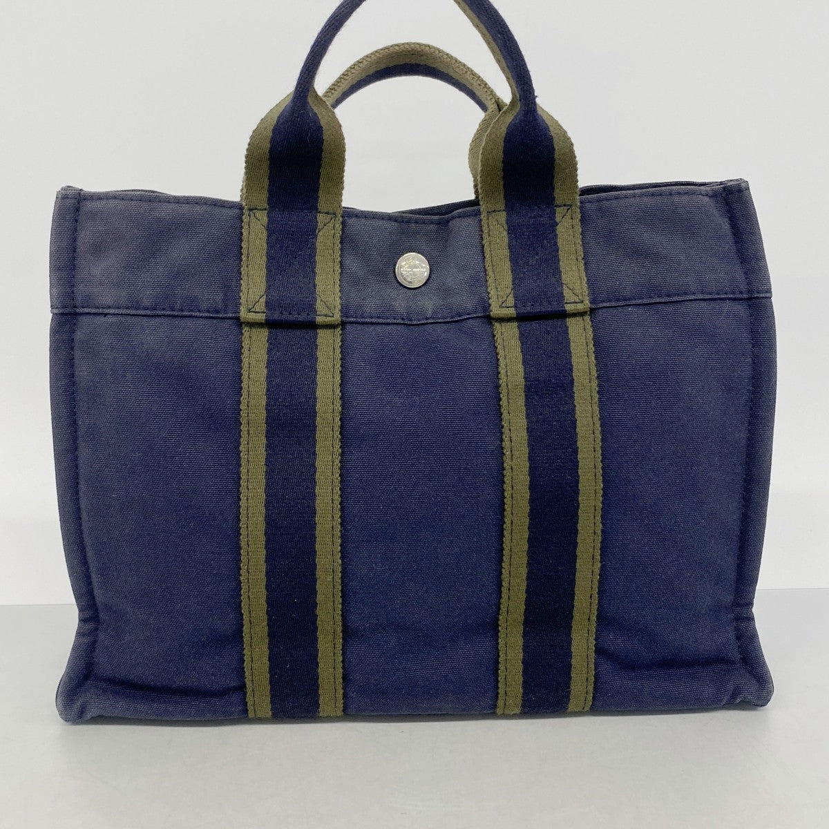 【6gc3170-k】エルメス ハンドバッグ フールトゥPM キャンバス ネイビー シルバー金具【中古】メンズ レディース ユニセックス