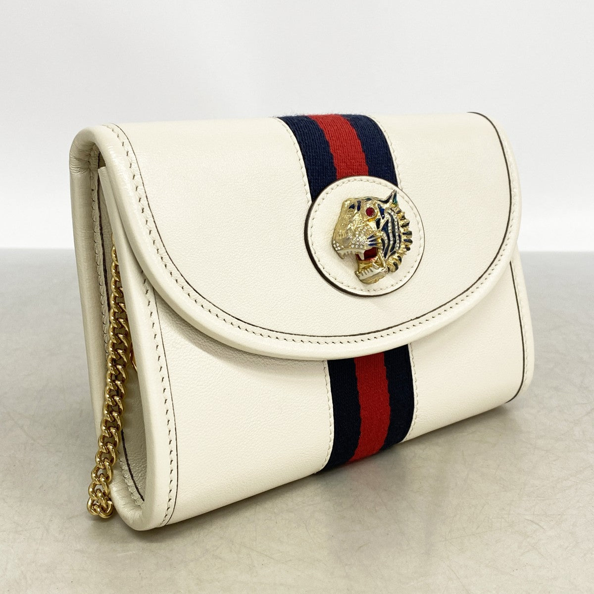 【6gc3215-k】グッチ ショルダーバッグ ラジャ 573797 レザー ホワイト ゴールド金具【中古】レディース