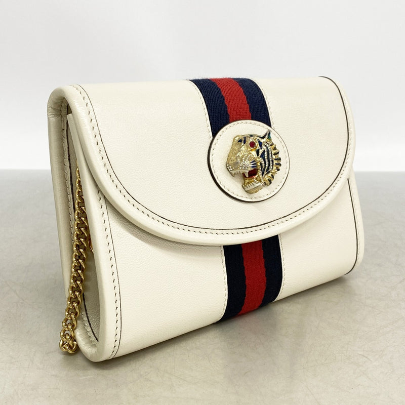 【6gc3215-k】グッチ ショルダーバッグ ラジャ 573797 レザー ホワイト ゴールド金具【中古】レディース