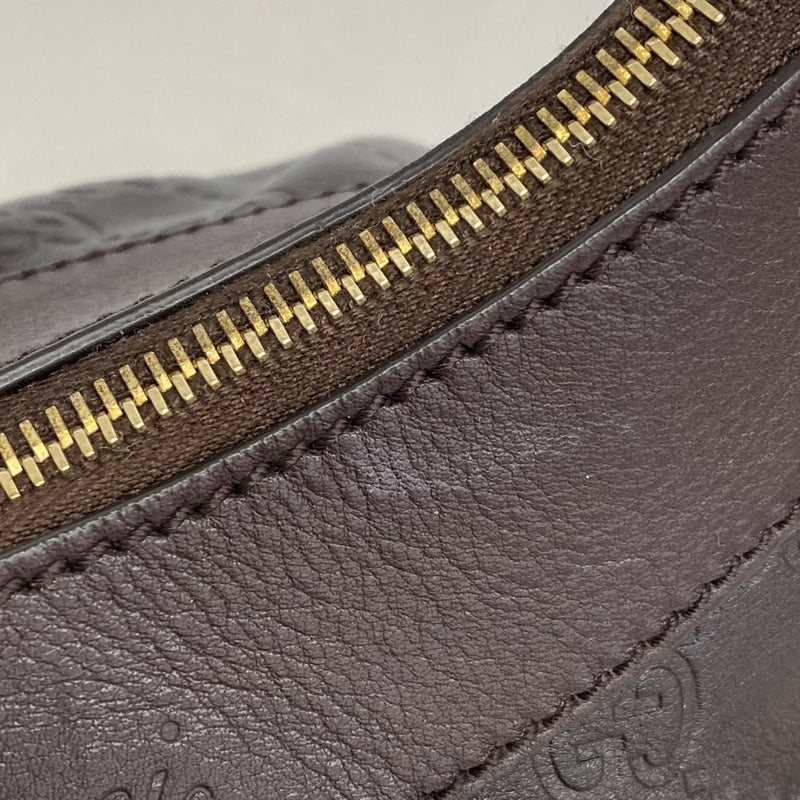 【6gc3216-k】グッチ ハンドバッグ グッチシマ アビー 190525 レザー ダークブラウン シャンパンゴールド金具【中古】レディース