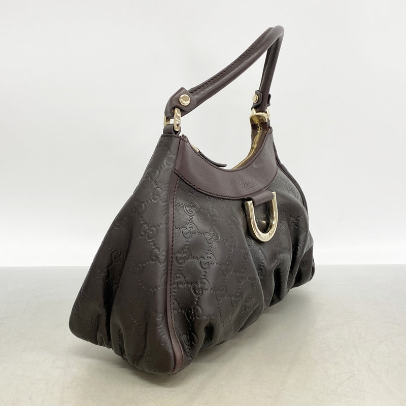 【6gc3216-k】グッチ ハンドバッグ グッチシマ アビー 190525 レザー ダークブラウン シャンパンゴールド金具【中古】レディース