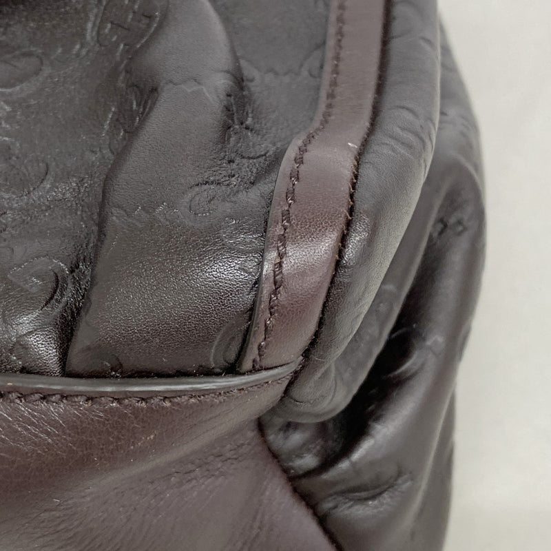 【6gc3216-k】グッチ ハンドバッグ グッチシマ アビー 190525 レザー ダークブラウン シャンパンゴールド金具【中古】レディース