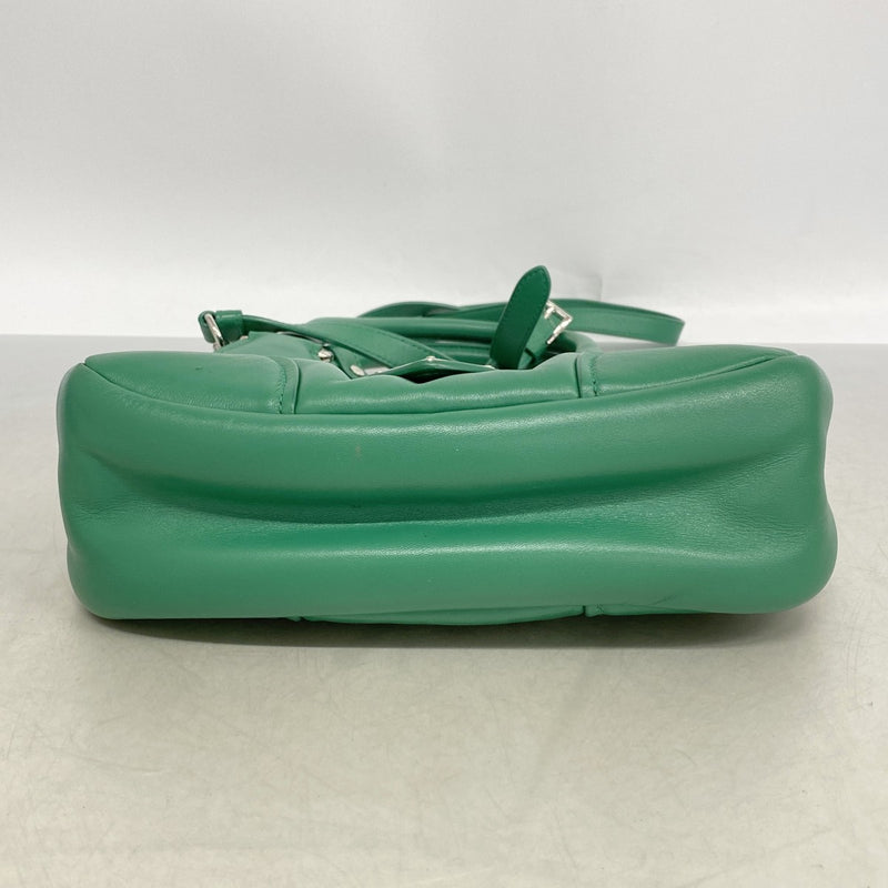 【6gc3218-k】プラダ ハンドバッグ ムーン レザー グリーン シルバー金具 2wayバッグ【中古】レディース