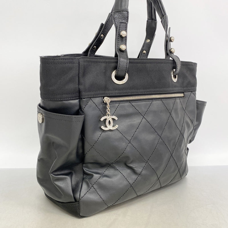 【6gc3219-k】シャネル トートバッグ パリビアリッツ レザー ブラック シルバー金具【中古】レディース