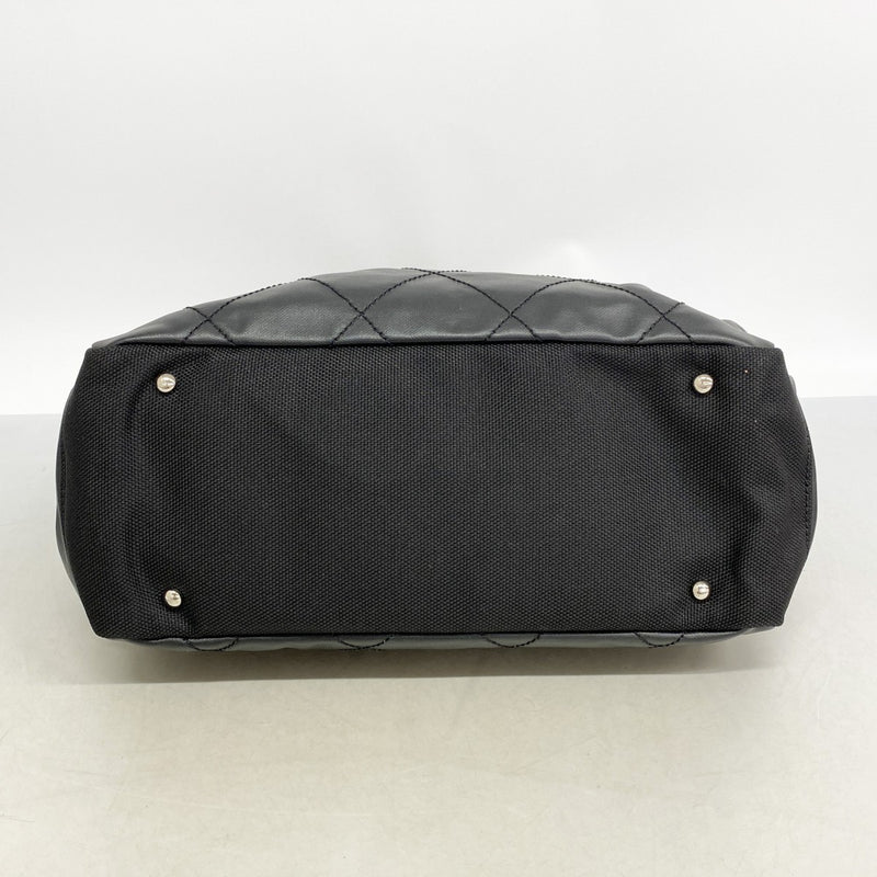 【6gc3219-k】シャネル トートバッグ パリビアリッツ レザー ブラック シルバー金具【中古】レディース