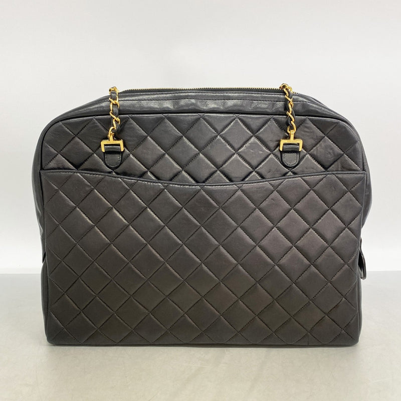 【6gc3221-k】シャネル ショルダーバッグ マトラッセ チェーンショルダー ラムスキン ブラック ゴールド金具【中古】レディース
