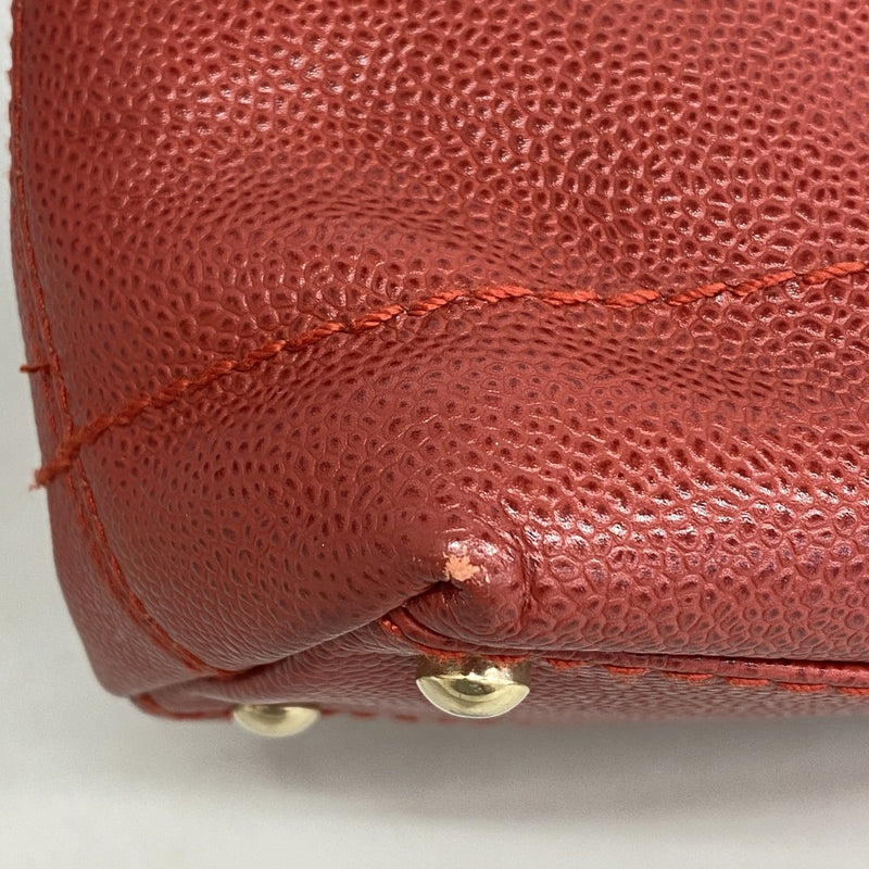 【6gc3222-k】シャネル ショルダーバッグ キャビアスキン レッド ゴールド金具【中古】レディース
